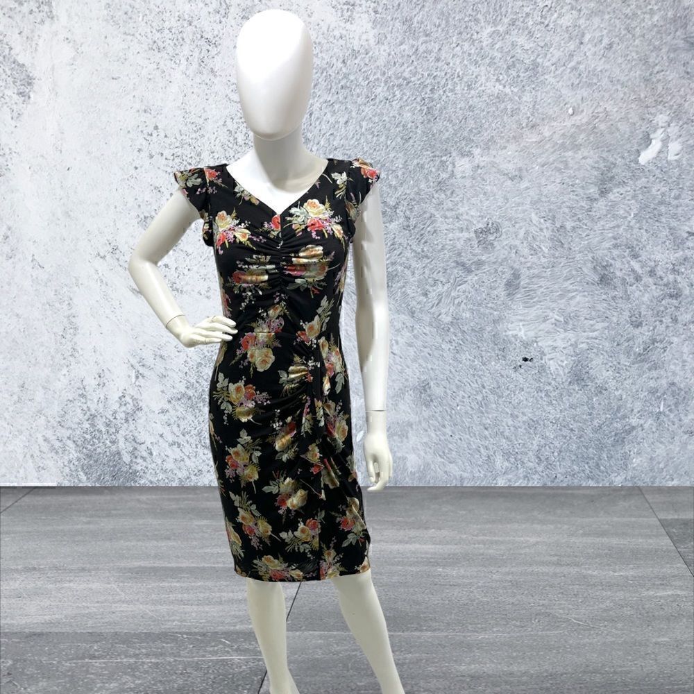 Rebecca Taylorblack Floral Knee Length Dress